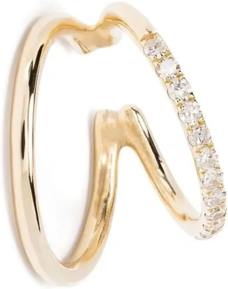 Double Band Conch Ear Cuff Earrings, Open Conch Ear Wrap, Smooth Split Double Diamond Earring, Gifts For Her.
