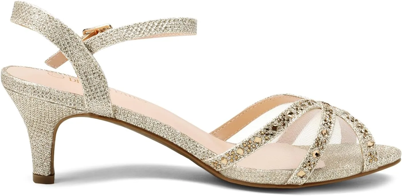 DREAM PAIRS Women's Nina Low Heel Pump Sandals