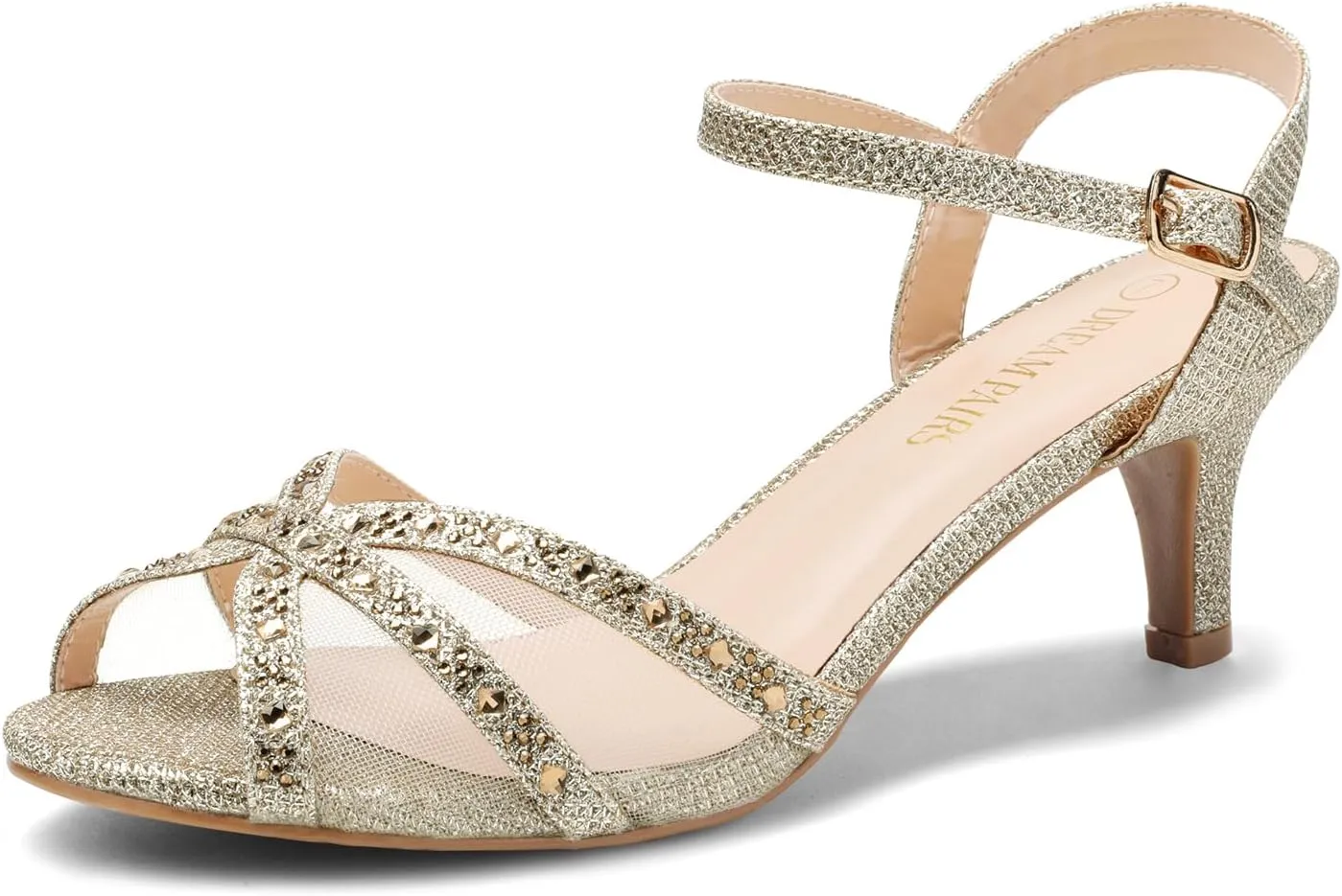 DREAM PAIRS Women's Nina Low Heel Pump Sandals