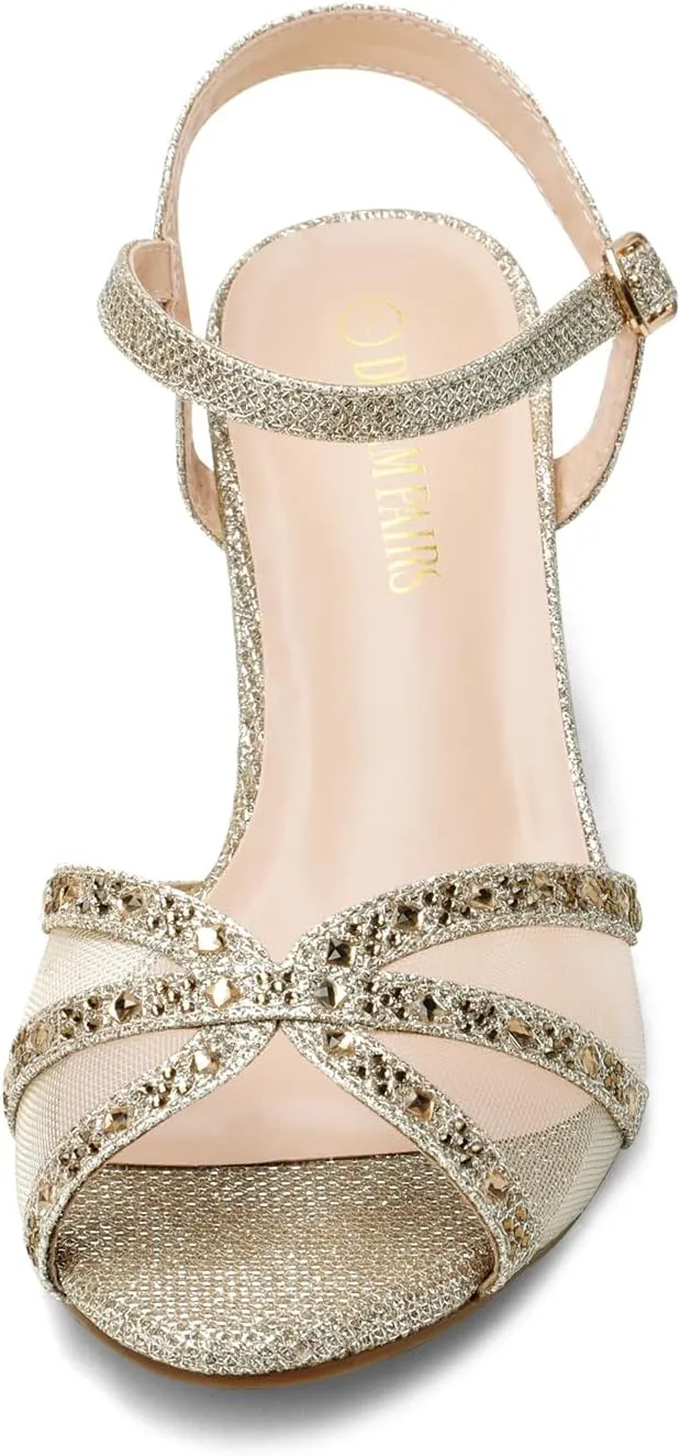 DREAM PAIRS Women's Nina Low Heel Pump Sandals