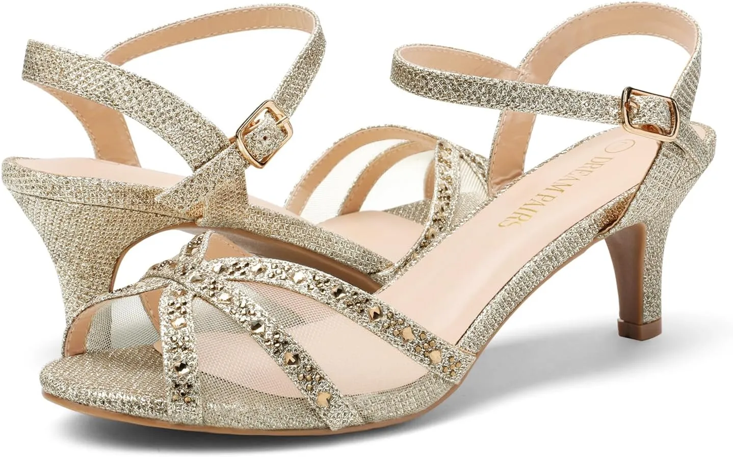 DREAM PAIRS Women's Nina Low Heel Pump Sandals