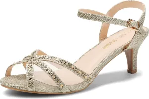 DREAM PAIRS Women's Nina Low Heel Pump Sandals