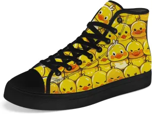 Duck High Top Canvas Shoes for Men Women Cartoon Duck High Top Sneakers Lace Up Casual Shoes Gifts for Girls Boys