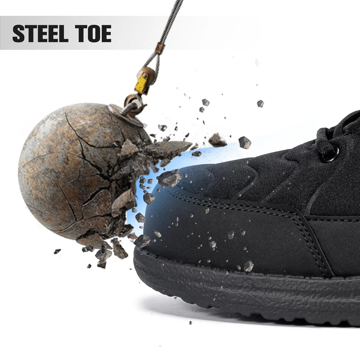 DYKHMILY Steel Toe Sneakers for Men Wide Air Cushion Work Shoes Puncture Proof Lightweight Safety Sneakers Slip Resistant Steel Toe Tennis Shoes