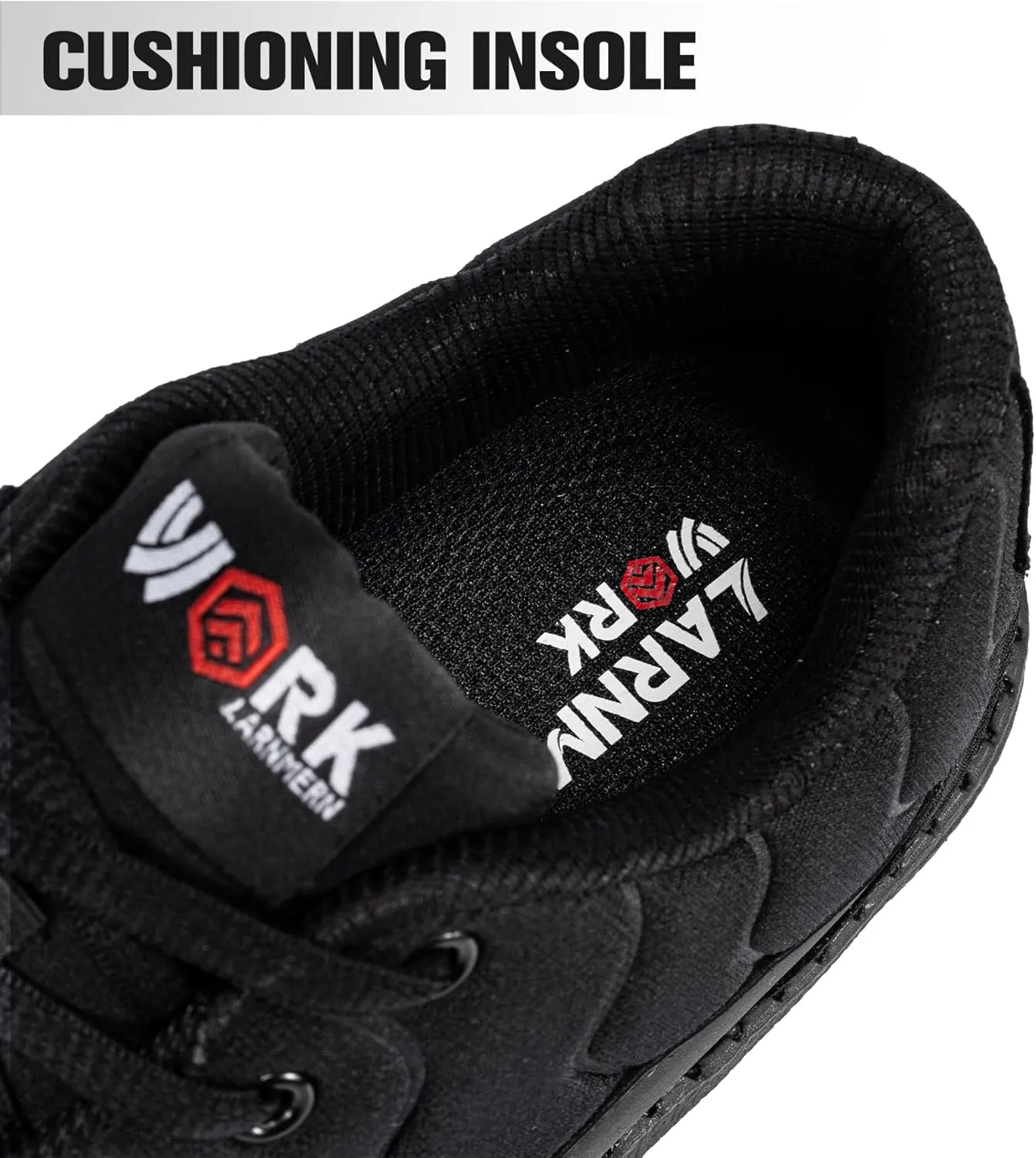 DYKHMILY Steel Toe Sneakers for Men Wide Air Cushion Work Shoes Puncture Proof Lightweight Safety Sneakers Slip Resistant Steel Toe Tennis Shoes