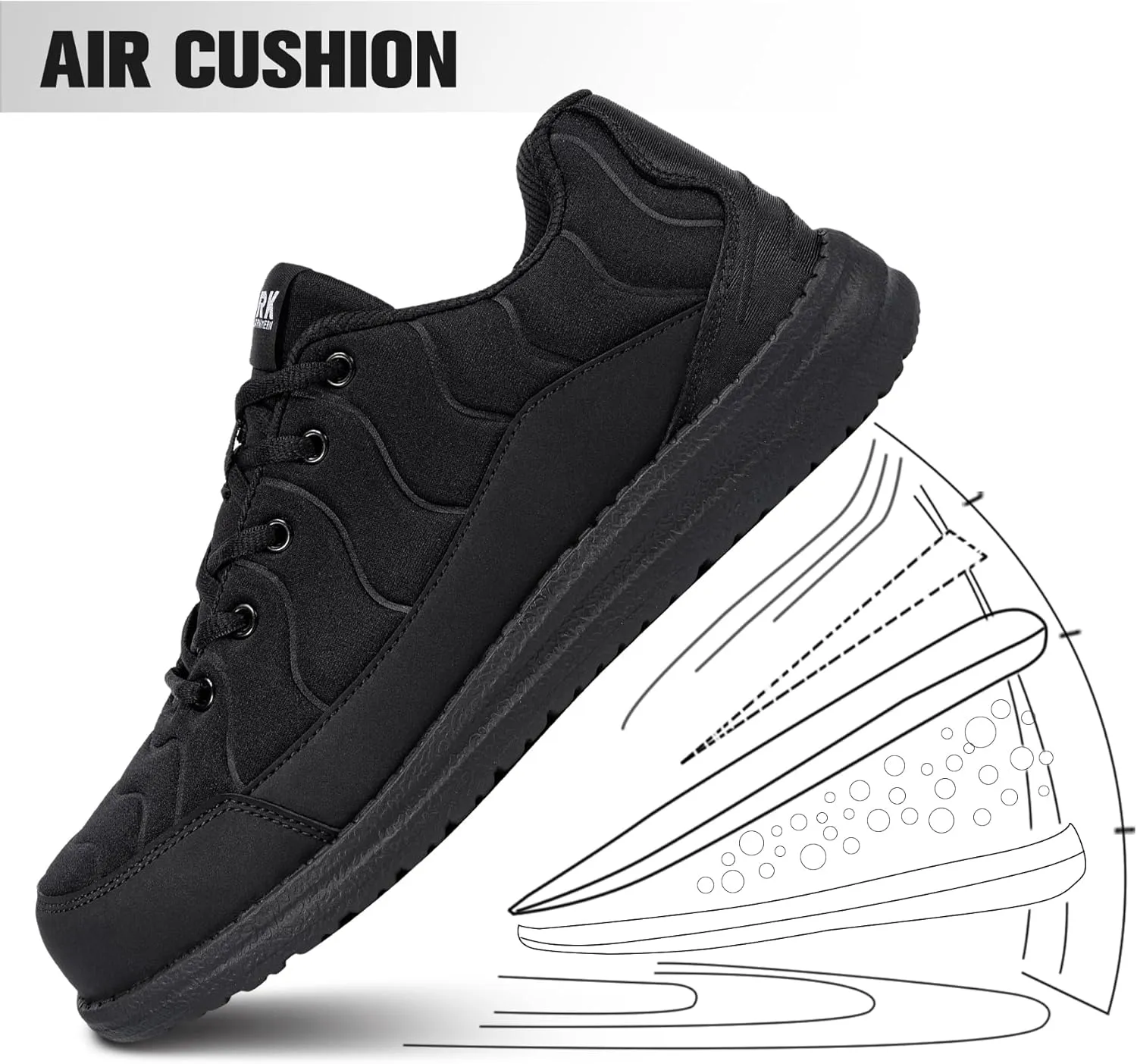 DYKHMILY Steel Toe Sneakers for Men Wide Air Cushion Work Shoes Puncture Proof Lightweight Safety Sneakers Slip Resistant Steel Toe Tennis Shoes