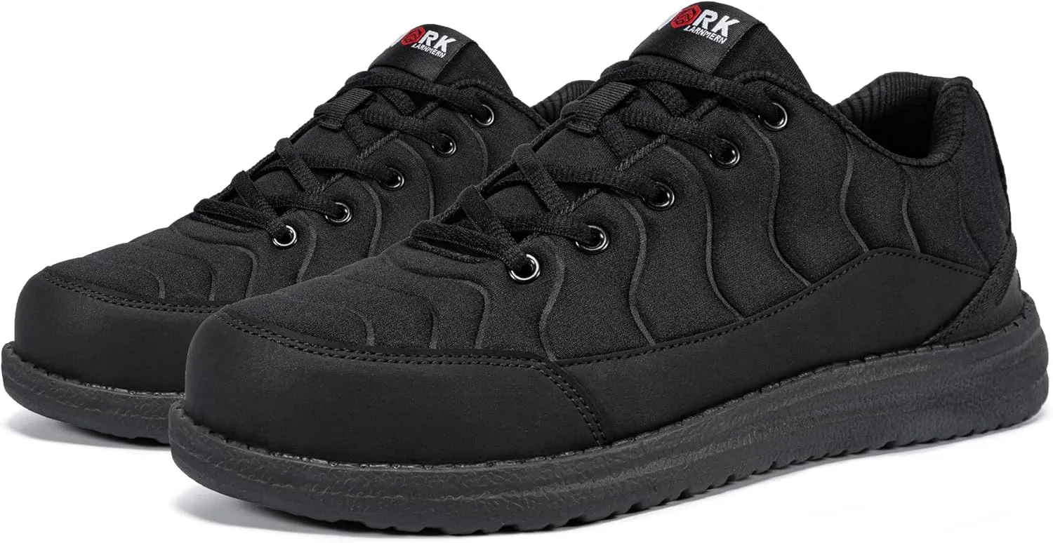 DYKHMILY Steel Toe Sneakers for Men Wide Air Cushion Work Shoes Puncture Proof Lightweight Safety Sneakers Slip Resistant Steel Toe Tennis Shoes