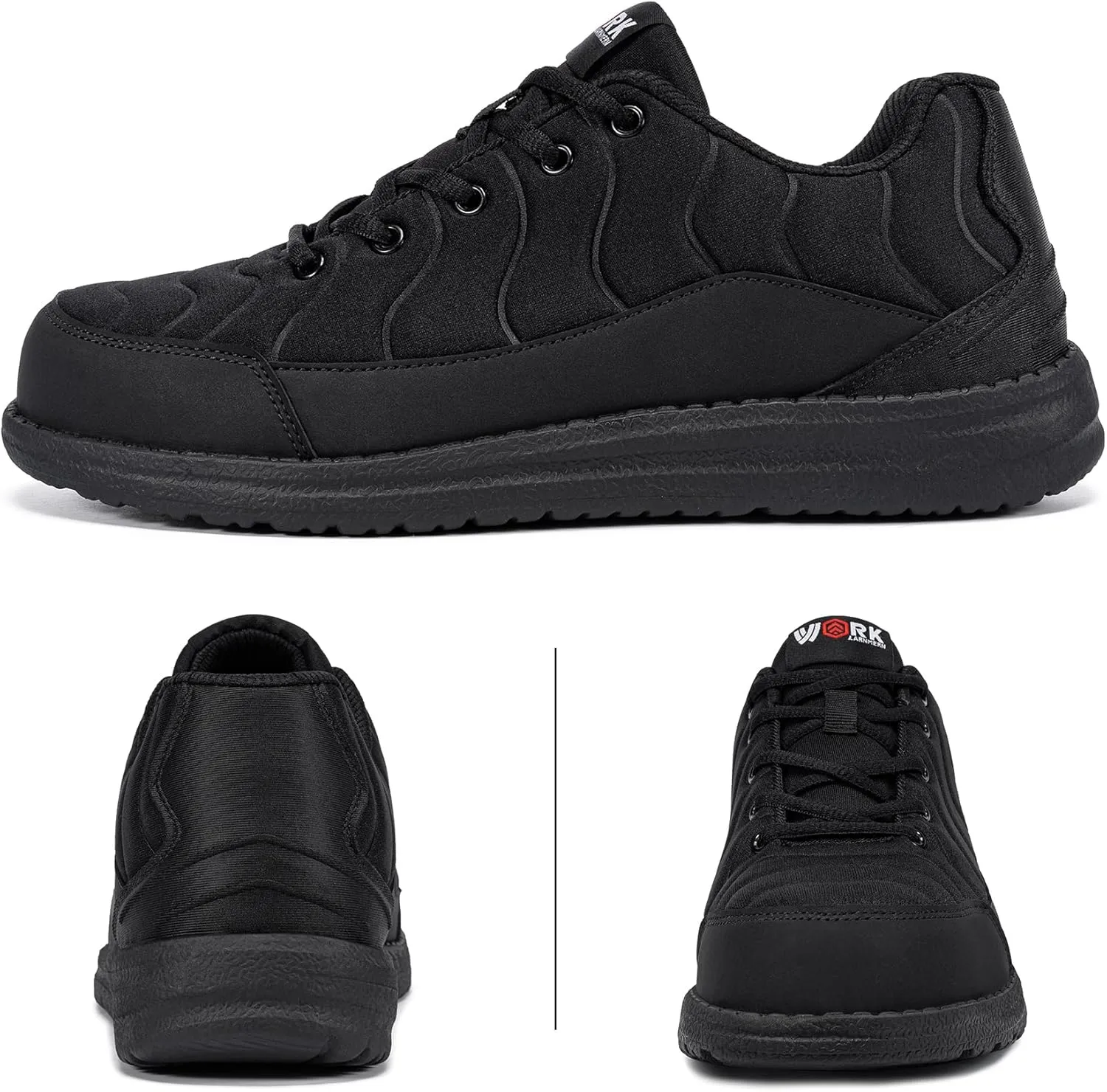 DYKHMILY Steel Toe Sneakers for Men Wide Air Cushion Work Shoes Puncture Proof Lightweight Safety Sneakers Slip Resistant Steel Toe Tennis Shoes