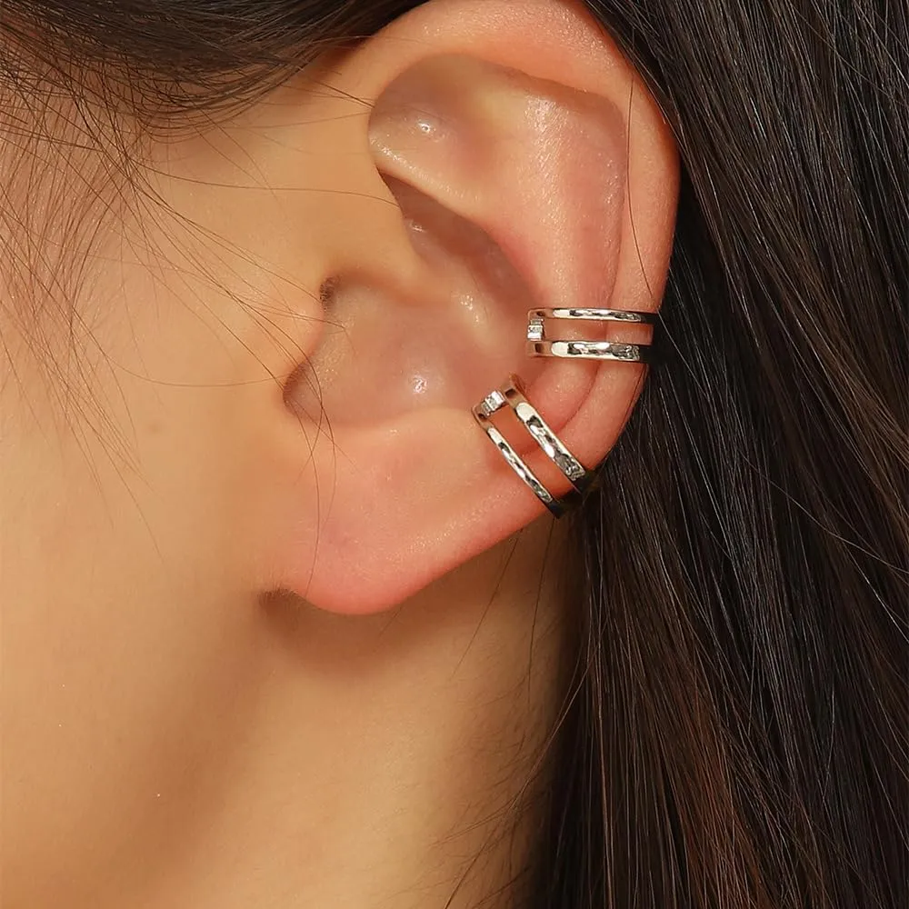 Ear Cuffs for Women Non Piercing 14K Gold Fake Ear Piercings Hypoallergenic Ear Cuffs Non Piercing Silver Sparkle Clip On Earrings Gold Cartilage Earring Ear Cuff Earrings for Women