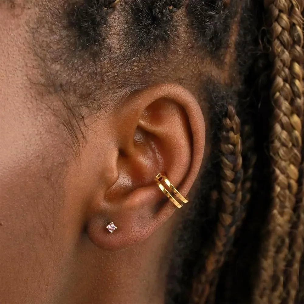 Ear Cuffs for Women Non Piercing 14K Gold Fake Ear Piercings Hypoallergenic Ear Cuffs Non Piercing Silver Sparkle Clip On Earrings Gold Cartilage Earring Ear Cuff Earrings for Women