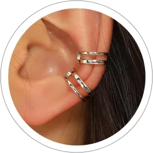 Ear Cuffs for Women Non Piercing 14K Gold Fake Ear Piercings Hypoallergenic Ear Cuffs Non Piercing Silver Sparkle Clip On Earrings Gold Cartilage Earring Ear Cuff Earrings for Women