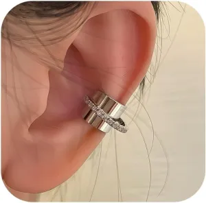 Ear Cuffs for Women Non Piercing Sterling Clip Earrings for Women Trendy Cuff Earrings Rhinestone Cuff Earrings Small Hoop Earrings Cubic Zirconia Hoop Huggie Ear Cuffs for women