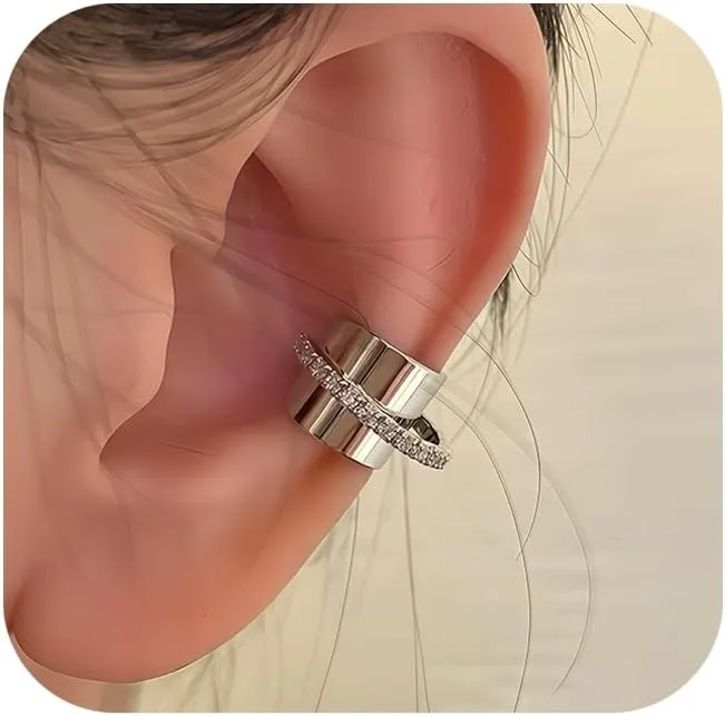 Ear Cuffs for Women Non Piercing Sterling Clip Earrings for Women Trendy Cuff Earrings Rhinestone Cuff Earrings Small Hoop Earrings Cubic Zirconia Hoop Huggie Ear Cuffs for women