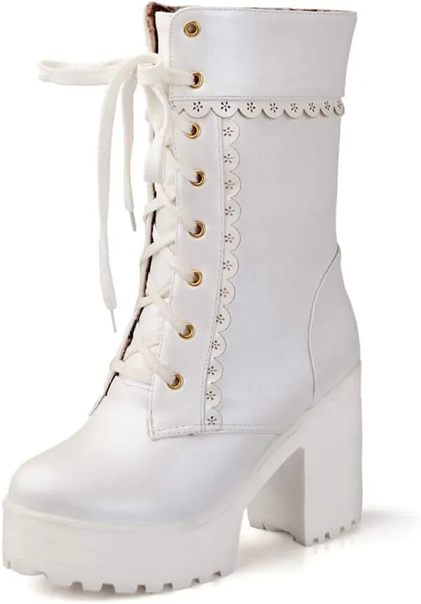 Elyffany Lolita High Heeled Boots Cosplay Lace Sweet Lady Shoes Fashion Brogue Shoes