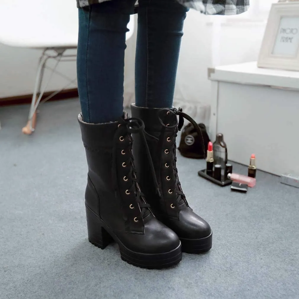 Elyffany Lolita High Heeled Boots Cosplay Lace Sweet Lady Shoes Fashion Brogue Shoes