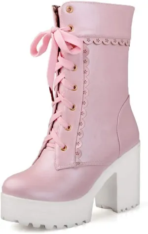 Elyffany Lolita High Heeled Boots Cosplay Lace Sweet Lady Shoes Fashion Brogue Shoes