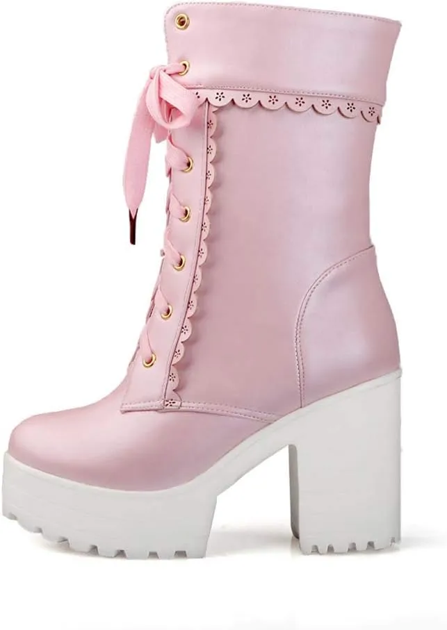 Elyffany Lolita High Heeled Boots Cosplay Lace Sweet Lady Shoes Fashion Brogue Shoes