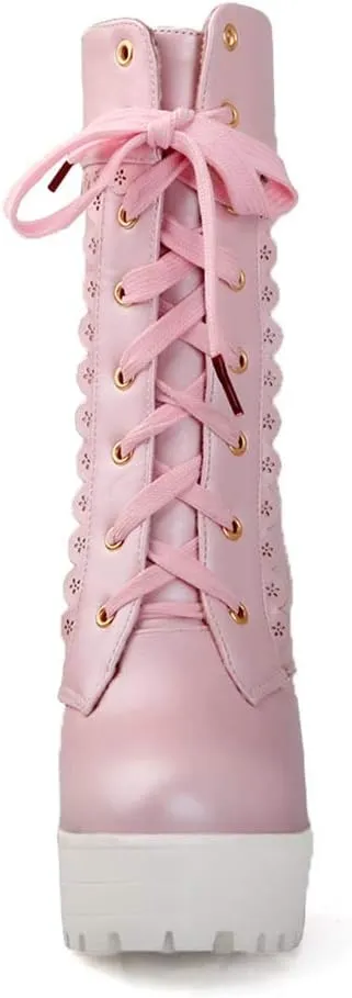 Elyffany Lolita High Heeled Boots Cosplay Lace Sweet Lady Shoes Fashion Brogue Shoes