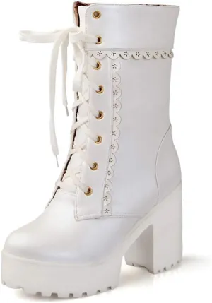 Elyffany Lolita High Heeled Boots Cosplay Lace Sweet Lady Shoes Fashion Brogue Shoes