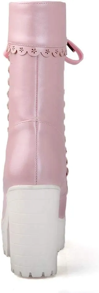 Elyffany Lolita High Heeled Boots Cosplay Lace Sweet Lady Shoes Fashion Brogue Shoes