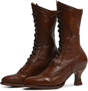 Erocalli Women Wedding Bridal Boots Victorian Boots Renaissance Boots Goth Witch Stuff Boots Lace Up Satin Lace Mid Calf Boot Tango Latin Ballroom Dance Evening Wedding Shoes