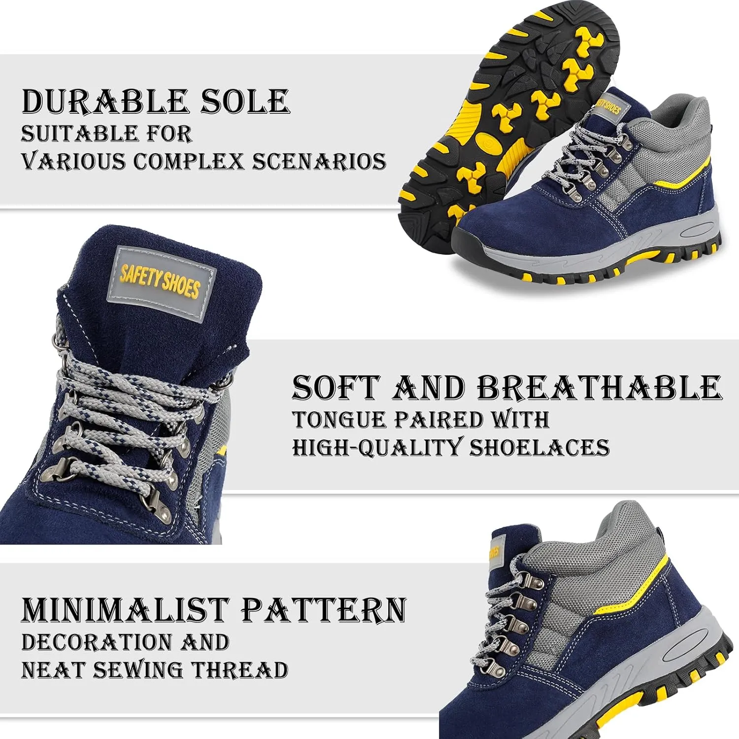 ESTAMICO Steel Toe Work Boots For Men Puncture Proof Industrial & Construction Boot Waterproof Safety Shoes
