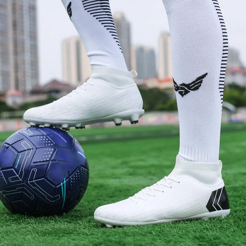 ESXGED Unisex Womens Soccer Cleats Shoes Mens Ankle Sock Football Boots Training Athletic Turf Sneakers