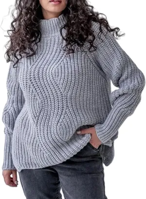 Fall Chunky Knit Sweaters for Women Oversized Pullover Sweaters Loose Casual Cable Knit Tops