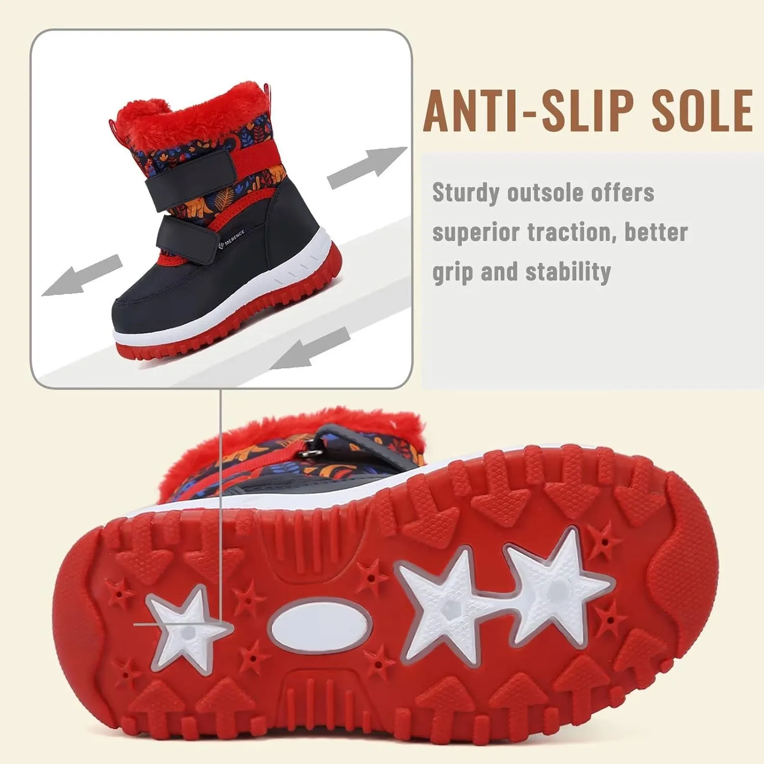 FANTURE Winter Snow Boots for Boy and Girl Outdoor with Fur Lined(Toddler/Little Kids)