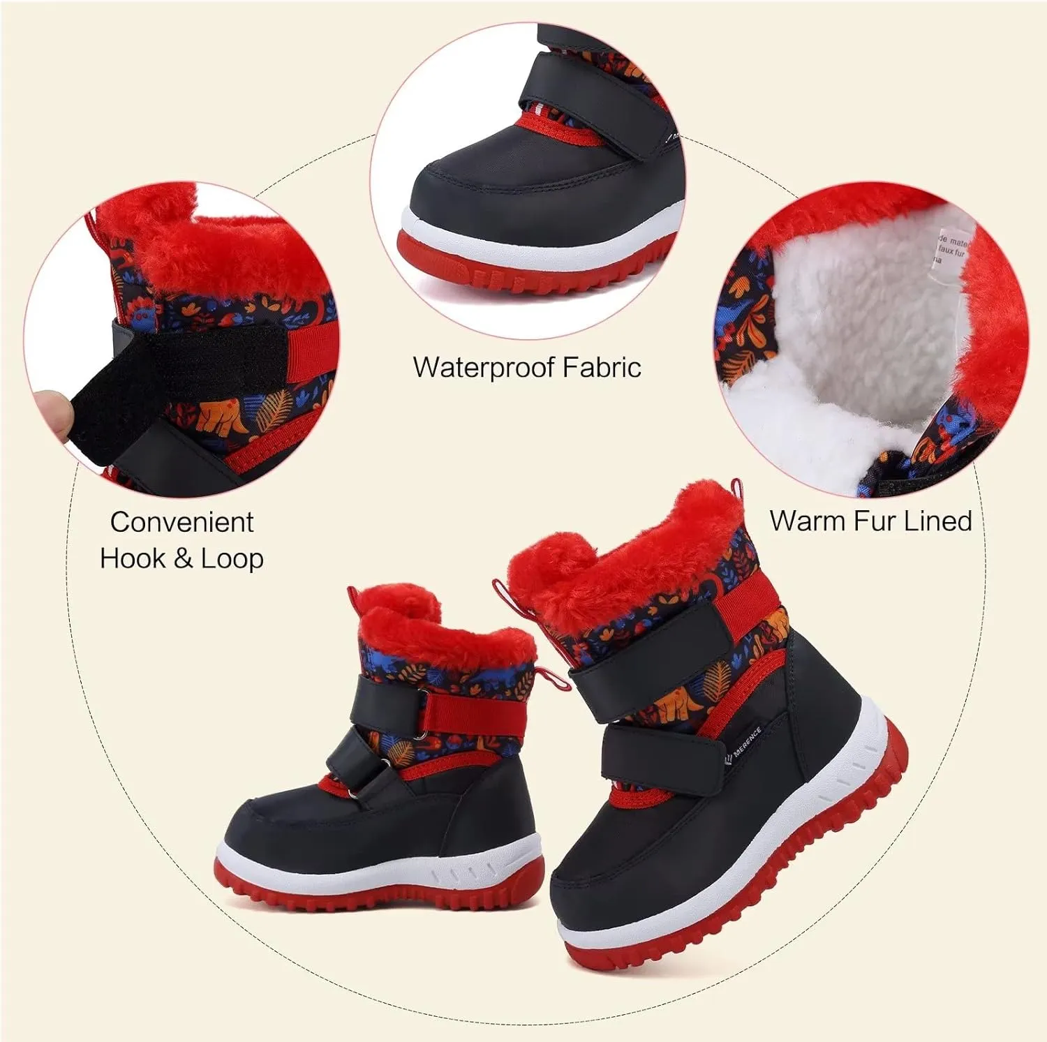 FANTURE Winter Snow Boots for Boy and Girl Outdoor with Fur Lined(Toddler/Little Kids)