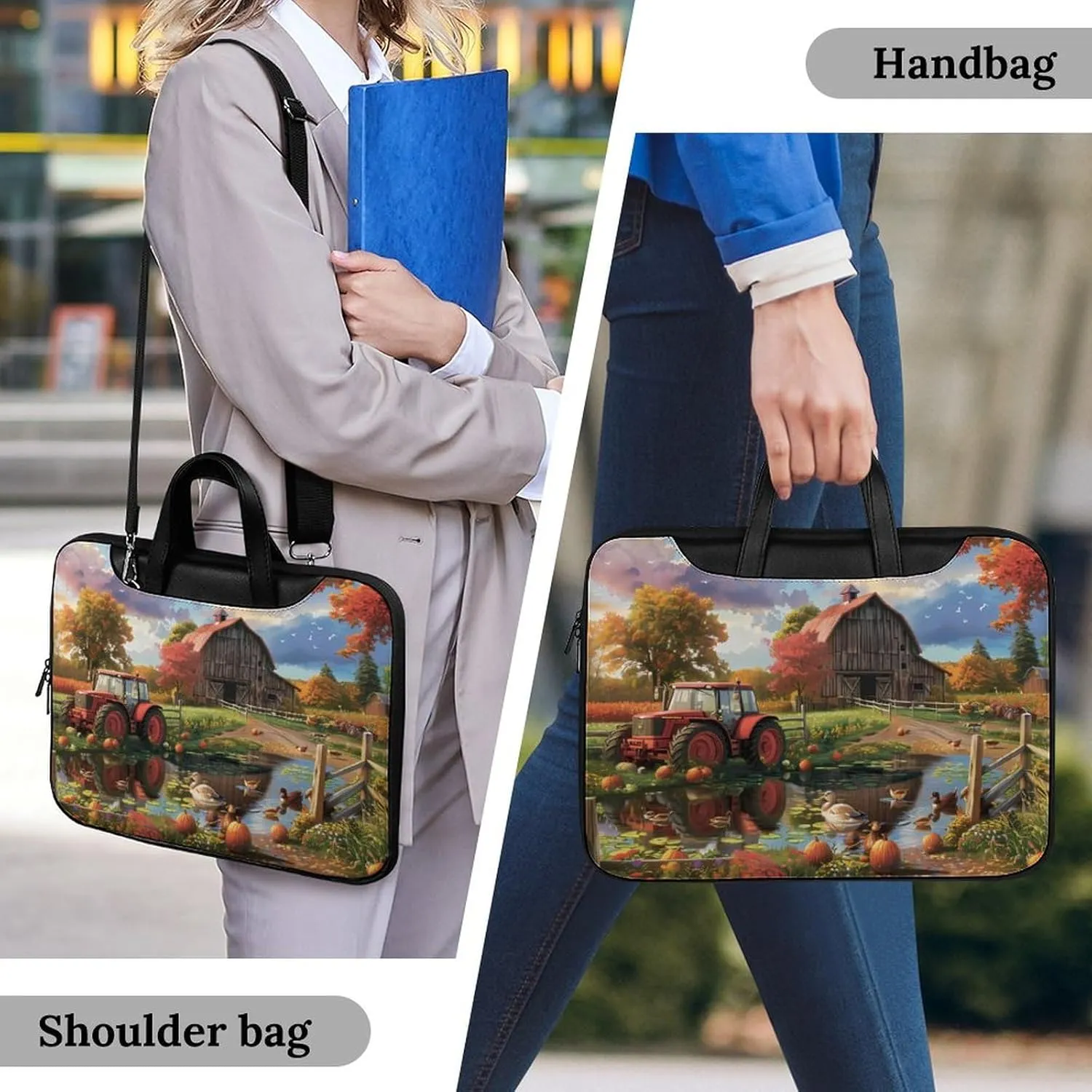 Farm Cottage Life Laptop Tote Bag Waterproof Computer Carrying Case Business Office Briefcase