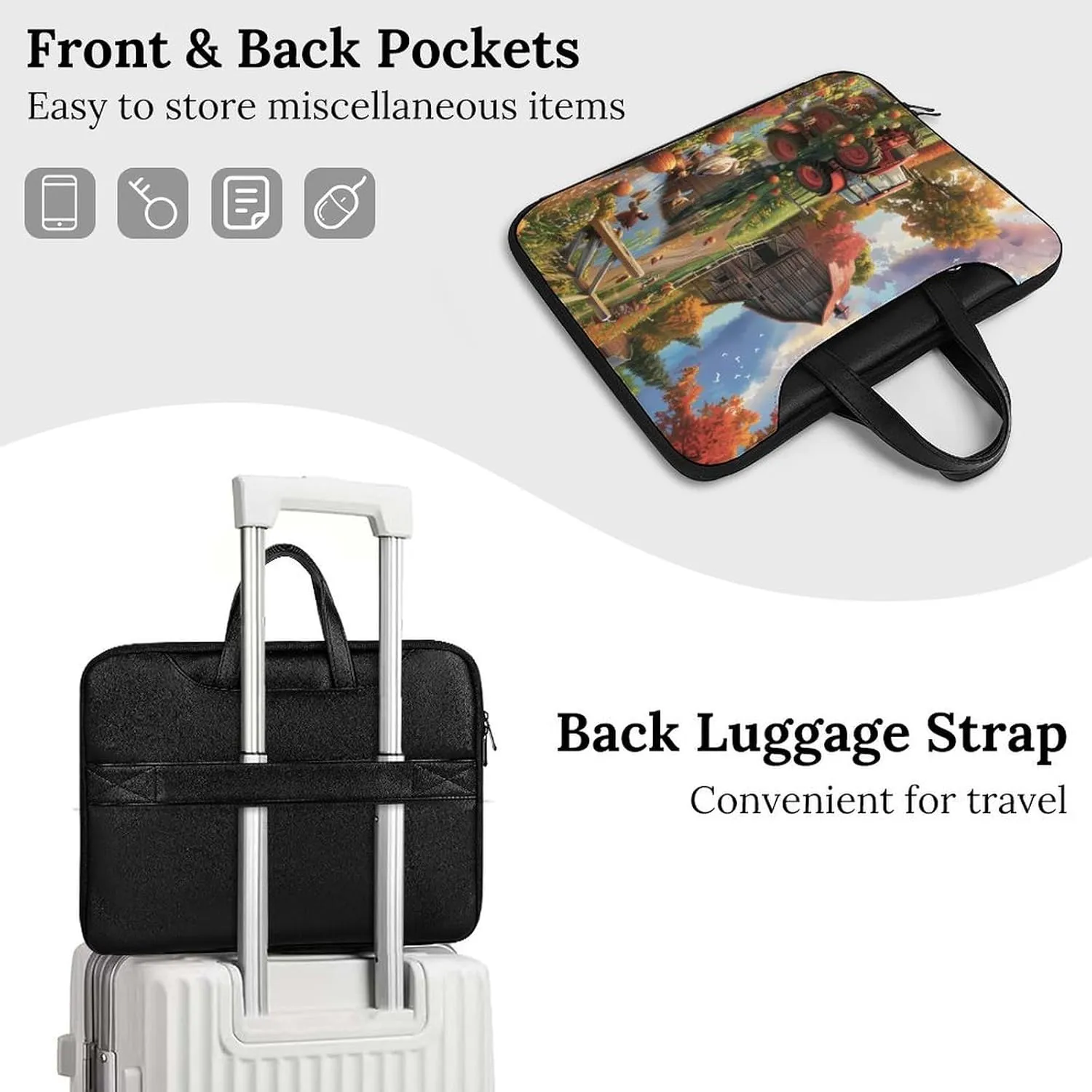 Farm Cottage Life Laptop Tote Bag Waterproof Computer Carrying Case Business Office Briefcase