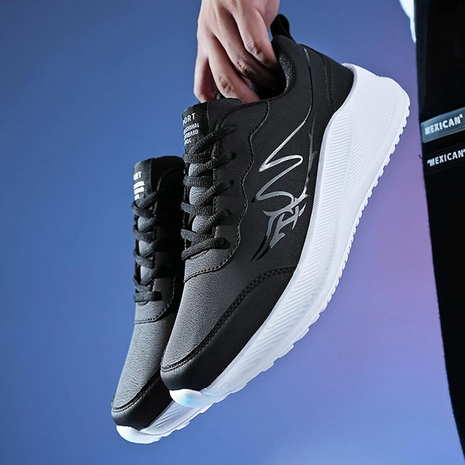 Fashion Men Sports Shoes Flat Thick Bottom Non Slip Lace Up Upper Comfortable Sneaker Shoes for Men Fashion