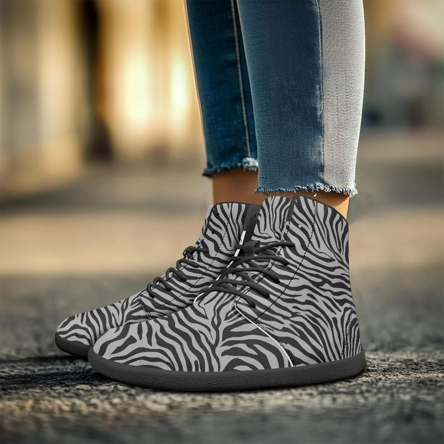 Fashion Print Womens Mens High Top Barefoot Sneakers Flat Shoes