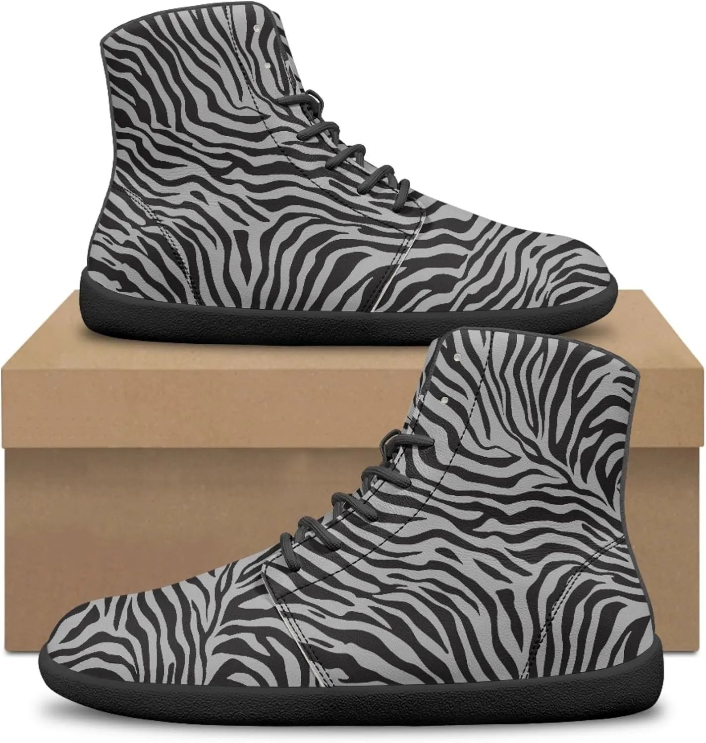 Fashion Print Womens Mens High Top Barefoot Sneakers Flat Shoes