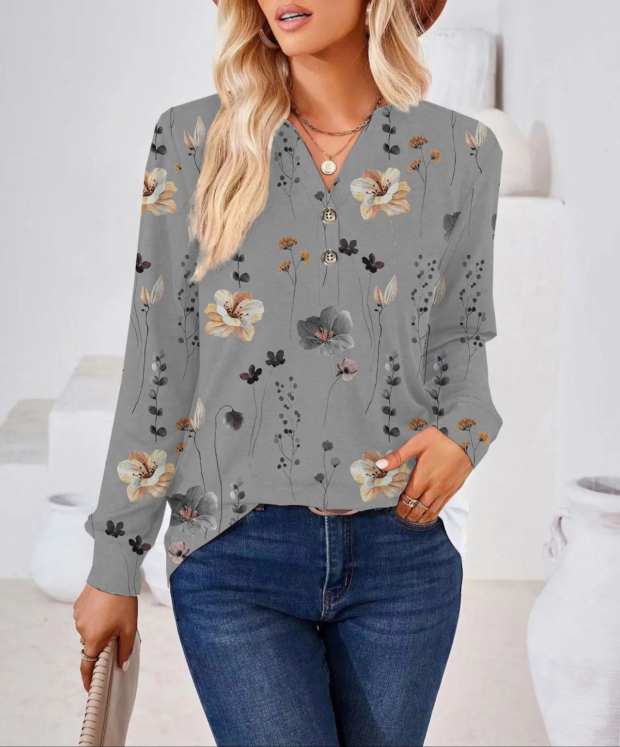Fashion Printing Button Shirt