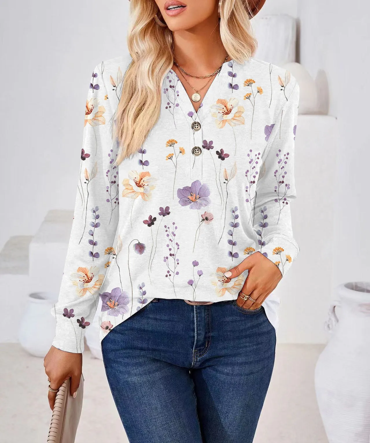 Fashion Printing Button Shirt