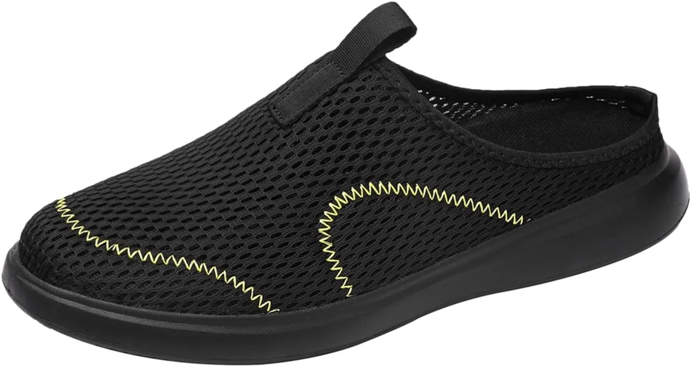 Fashion Summer Men Breathable Mesh Lightweight Comfortable Casual Shoes Tops Mens Sneaker (Black, 11.5)