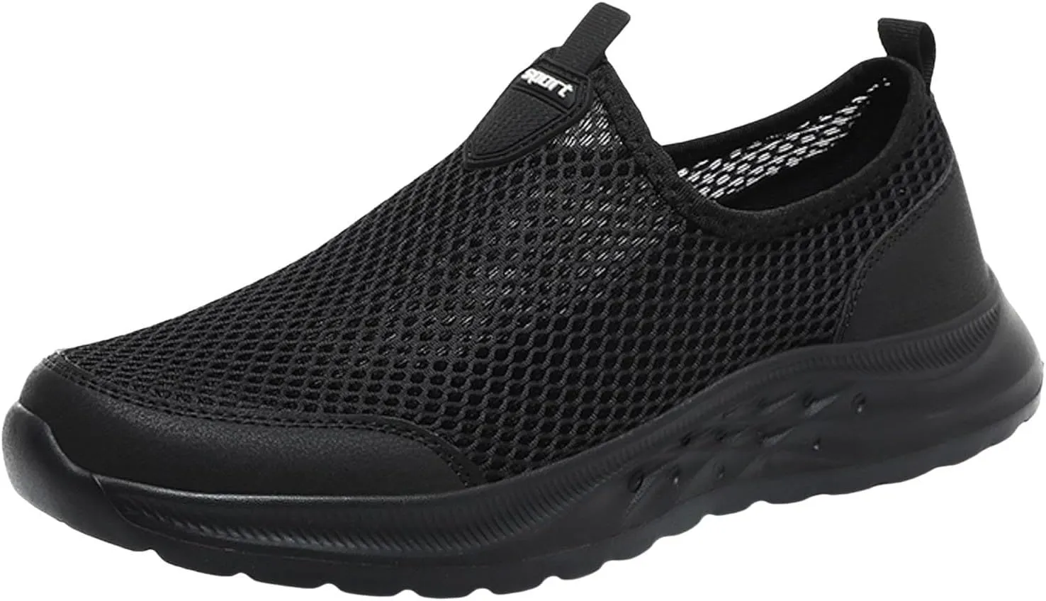 Fashion Summer Men Breathable Mesh Shallow Lace Up Casual Shoes Sneaker Odor Eliminator for Men's Sneaker (Black, 8.5)