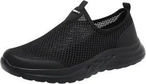 Fashion Summer Men Breathable Mesh Shallow Lace Up Casual Shoes Sneaker Odor Eliminator for Men's Sneaker (Black, 8.5)