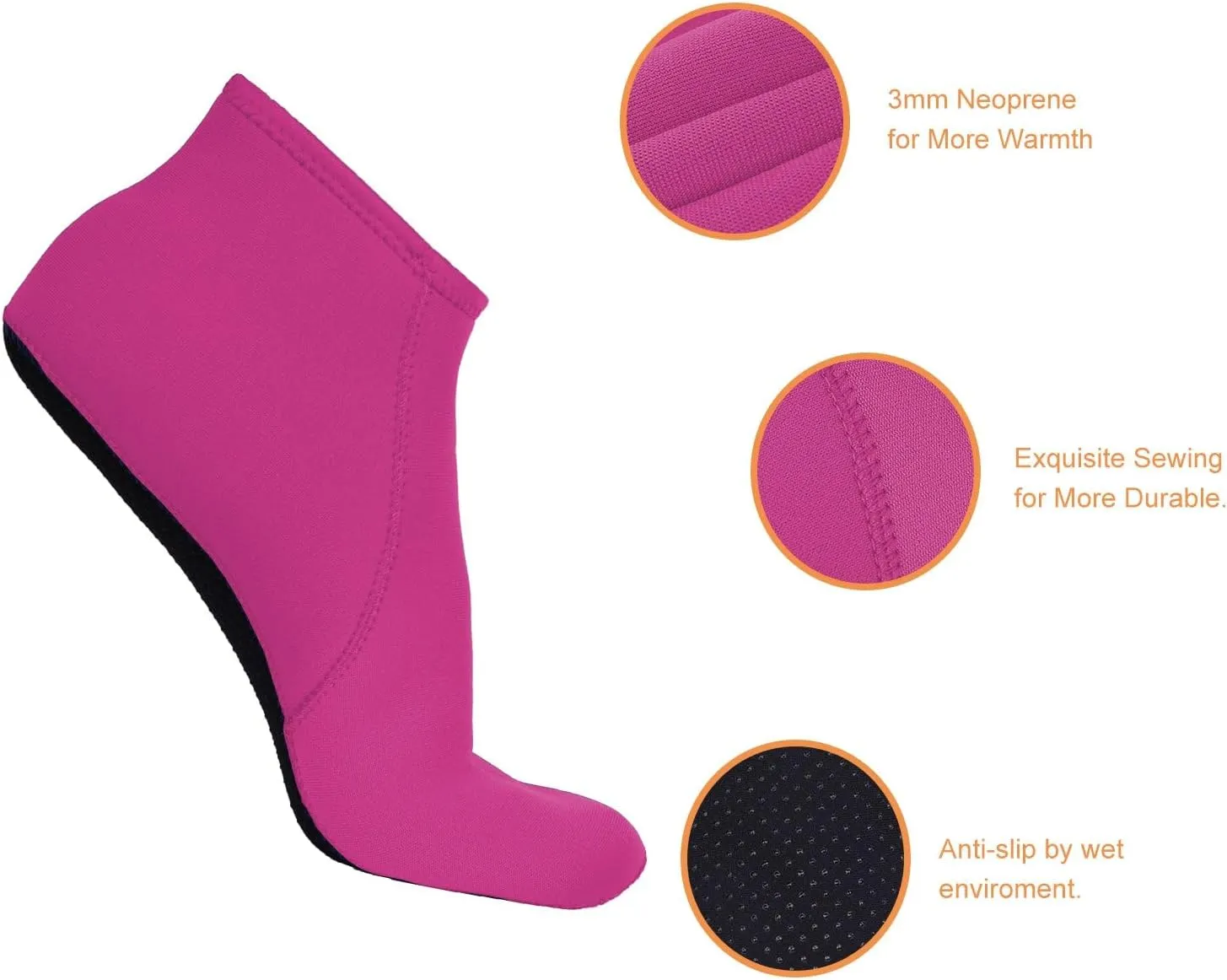 FitsT4 Sports Neoprene Water Socks 3mm Snorkel Fin Anti-Slip Sock Swim Men Women Dive Wetsuit Booties