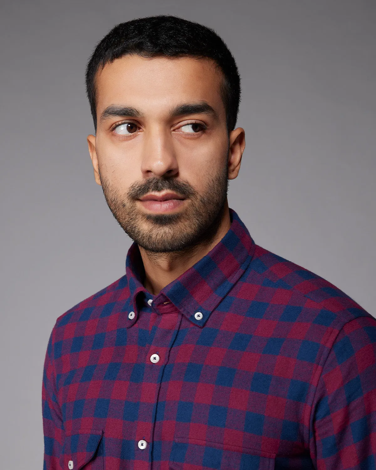 Flannel Checked Shirt - Maroon & Navy