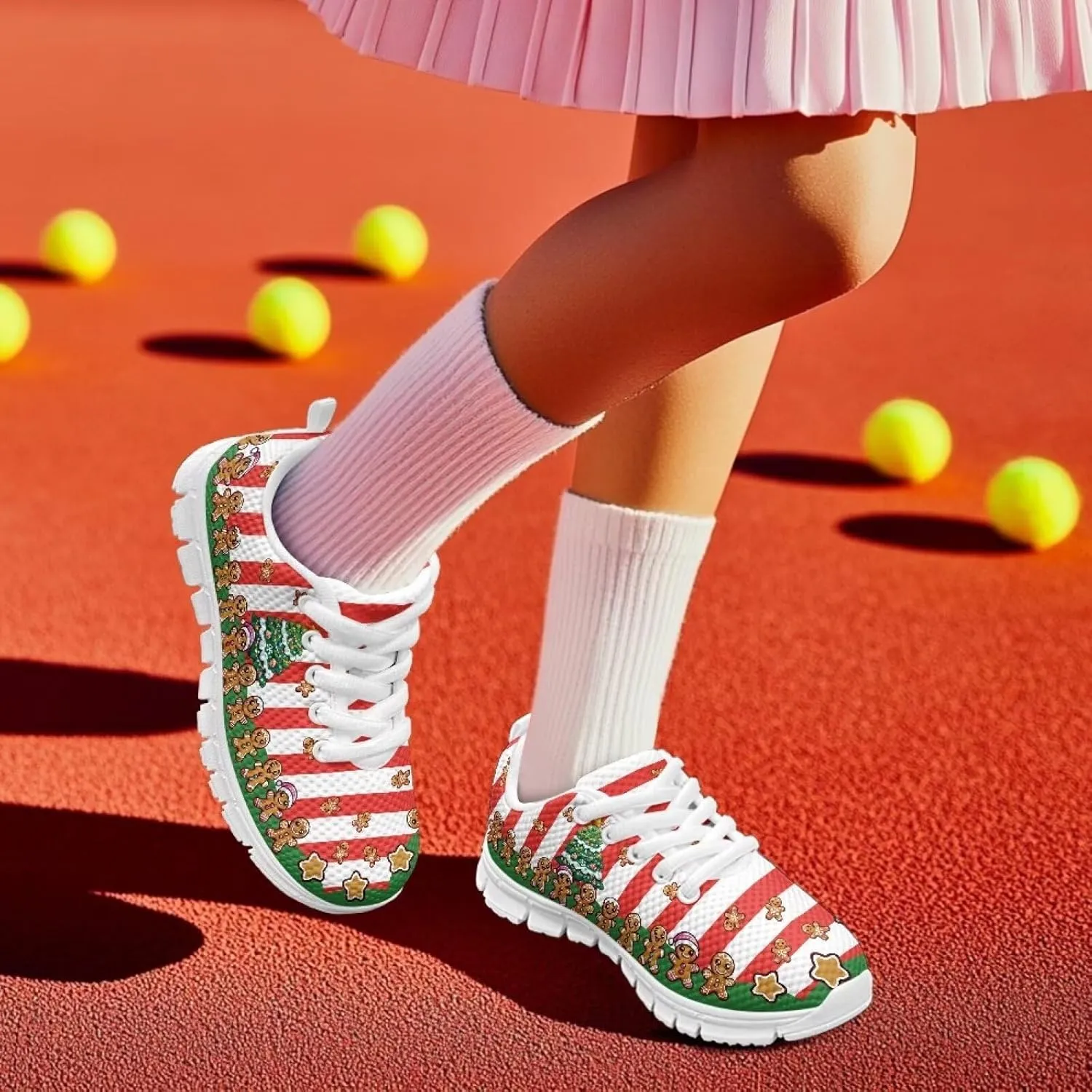 FOR U DESIGNS Kids Athletic Shoes Lace Up Sports Outdoor Sneakers Girls Walking Shoes Mesh Breathable Boys Running Tennis Shoes