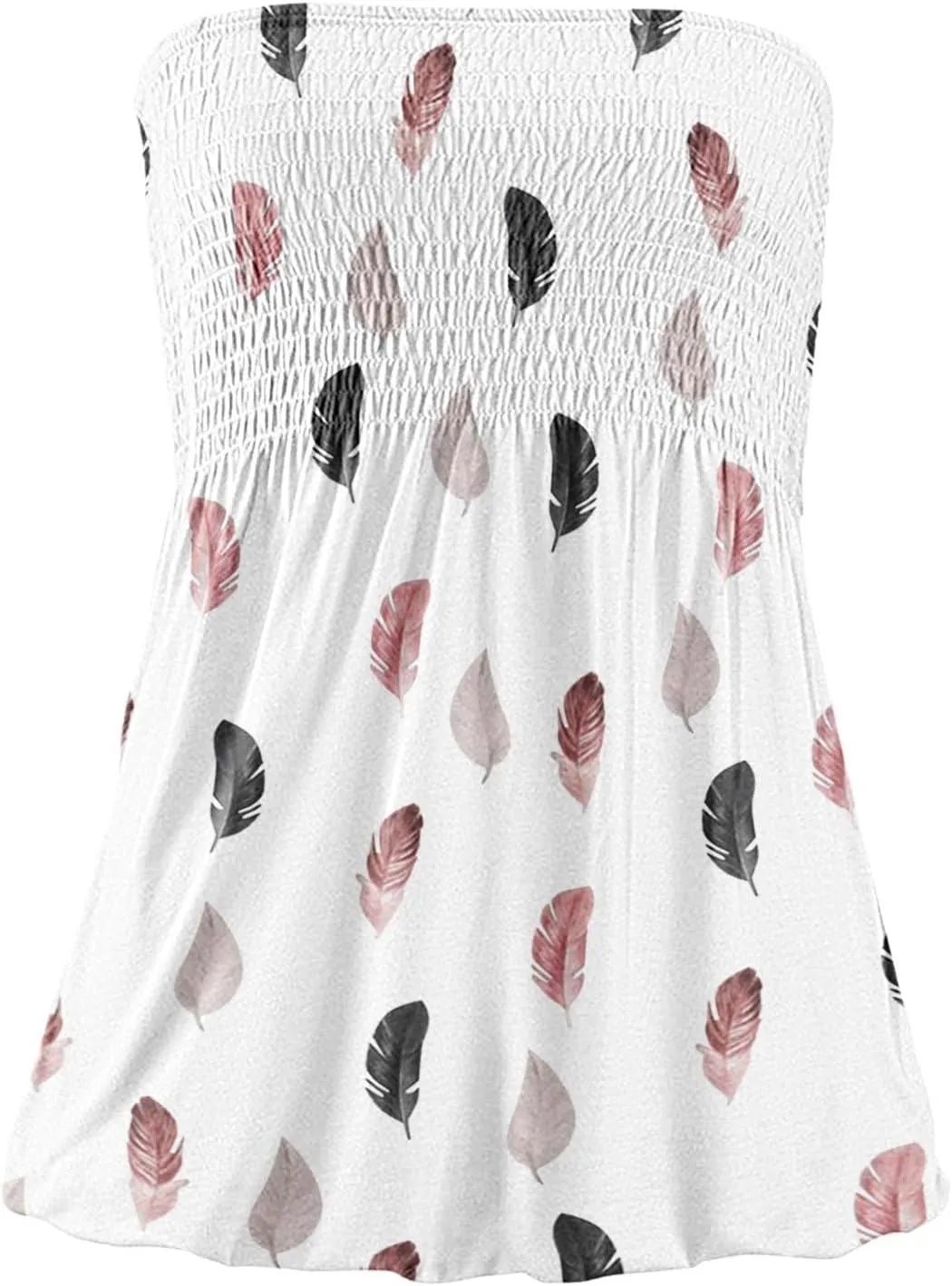 FRMUIC Womens Tube Tops Pleated Stretch Strapless Tanks Top Backless Sexy Casual Bandeau Top Summer Tunic Tanks Blouse Shirt