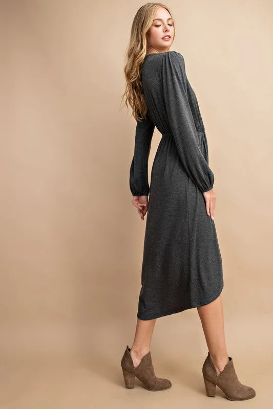 FSL Apparel Charcoal Long Sleeve Dress