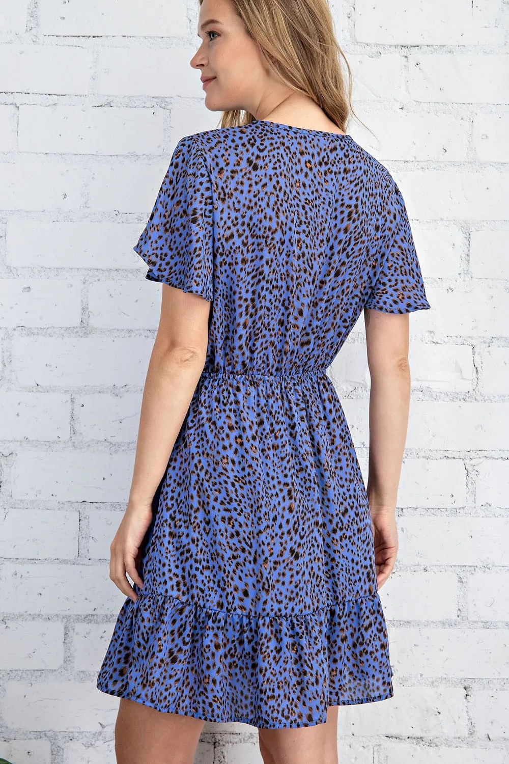 FSL Apparel Leopard Print Surplice Dress