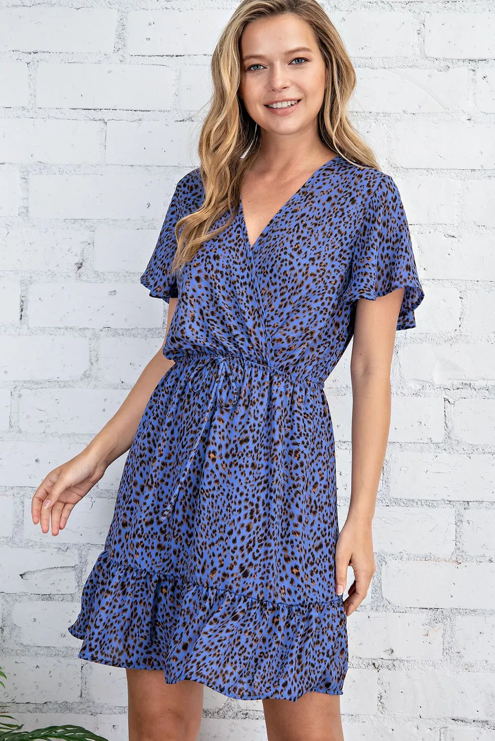 FSL Apparel Leopard Print Surplice Dress