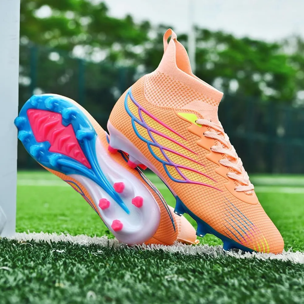 GEXECEUSS Men's Ankle Soccer Cleats for Competition - Comfortable Turf Shoes for Youth - Lightweight Soccer Boots for Training