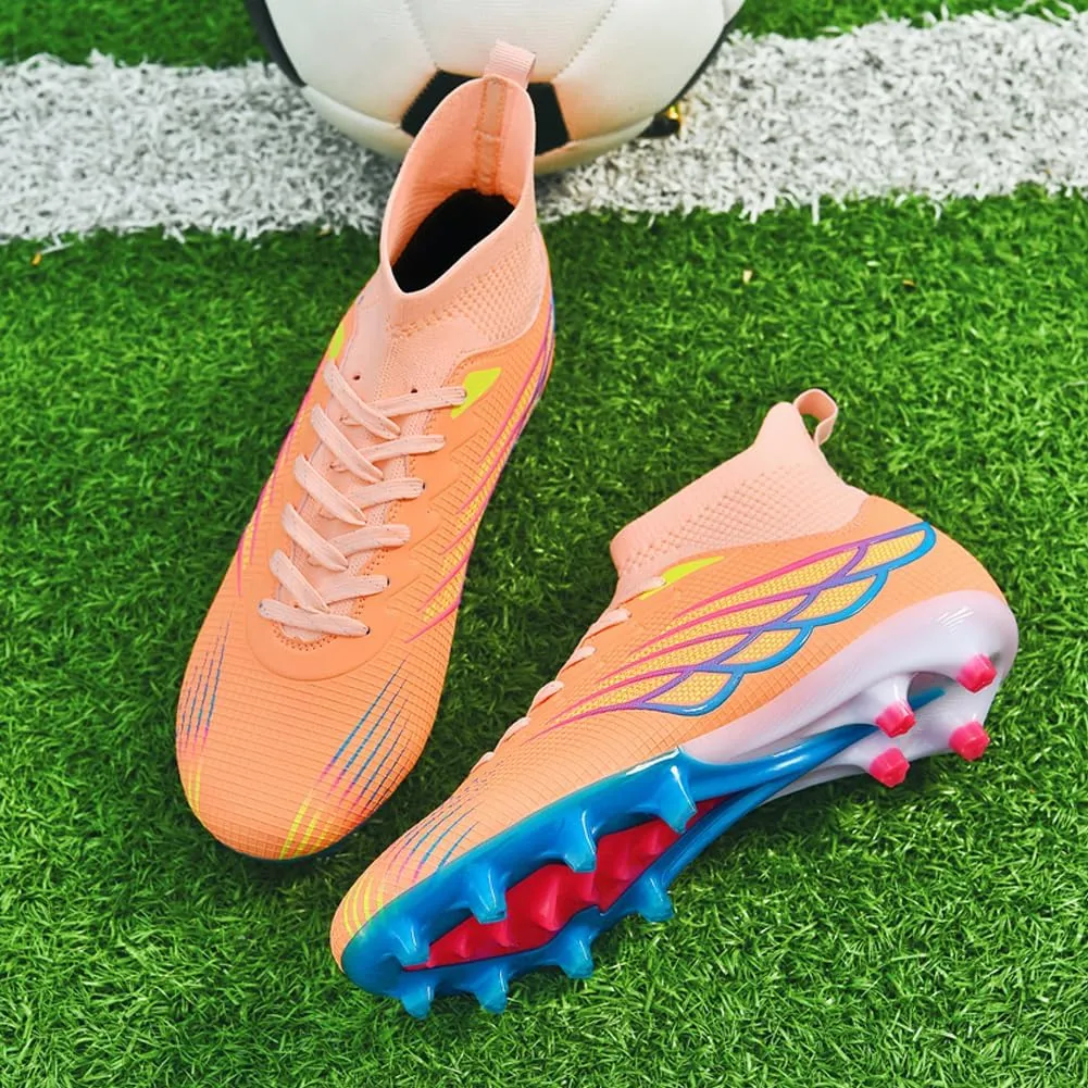 GEXECEUSS Men's Ankle Soccer Cleats for Competition - Comfortable Turf Shoes for Youth - Lightweight Soccer Boots for Training