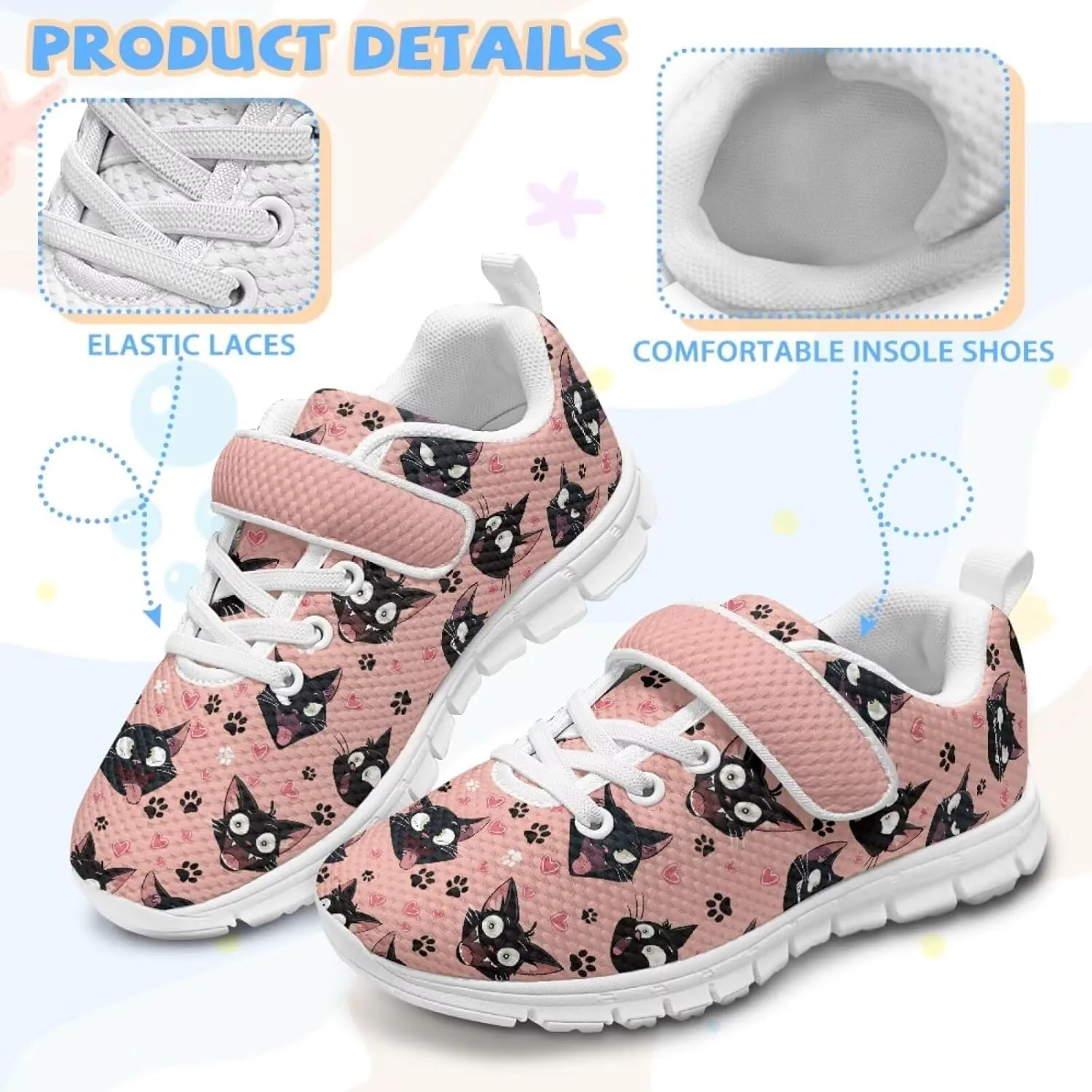 Girls Slip On Sneakers Cute Animal Little Kids Shoes School Tennis Shoes